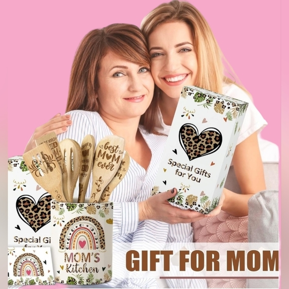 Ceramic Utensil Holder Farmhouse Crock/Wooden Spoons Gift for MOM - Picture 3 of 10